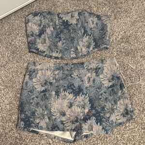 Altar'd State Blue and Cream Floral Set